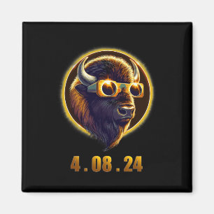 Aimant Bison Buffalo Portant des Gles Solar 2024 Eclipse