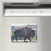 Aimant Bison d'Amérique errant dans un cadre de prairie (In Situ (Lave-vaisselle))