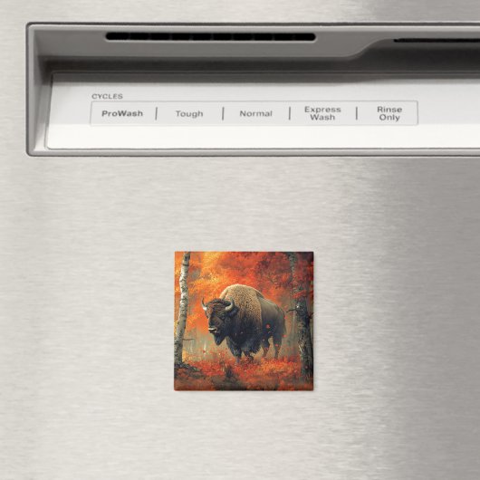 Aimant Bison dans l'artisanat boisé d'automne (In Situ (Lave-vaisselle))