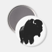 Aimant Bison de bison noir et blanc Pop Art (Recto/Verso)