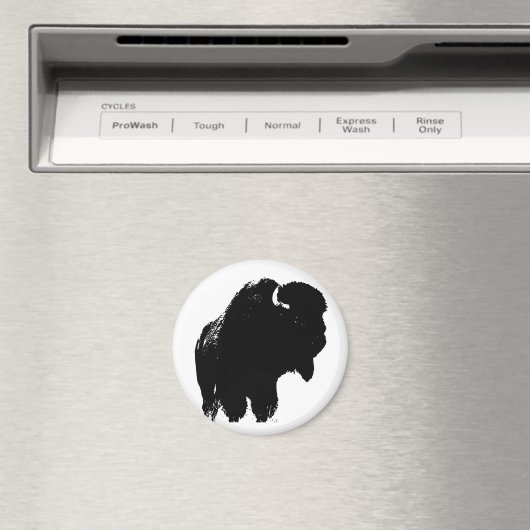 Aimant Bison de bison noir et blanc Pop Art (In Situ (Lave-vaisselle))