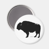 Aimant Bison de Buffalo Art noir et blanc (Recto/Verso)