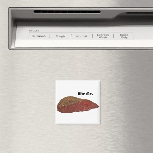 Aimant Bite Me Funny Steak Beef Pun Joke (In Situ (Lave-vaisselle))