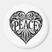 AIMANT BLACK AND WHITE PEACE HEART (Devant)