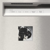 Aimant Black and white rabbit with Étudiant ded collar (In Situ (Lave-vaisselle))