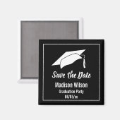 Aimant Black and White Save the Date Graduation Party (Recto/Verso)