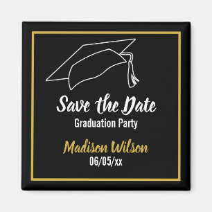 Aimant Black and White Save the Date Graduation Party