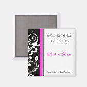 Aimant Black and White Swirl With Hot Pink Enregistrer la (Recto/Verso)