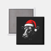 Aimant Black Angus Rancher Christmas Cow Santa Hat Farmer (Recto/Verso)
