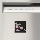 Aimant Black avec rose et vert cerisier en fleurs Sakura (In Situ (Lave-vaisselle))