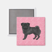 Aimant Black Carlin Chien Cartoon Mops Pink Love Motif de (Recto/Verso)