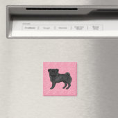 Aimant Black Carlin Chien Cartoon Mops Pink Love Motif de (In Situ (Lave-vaisselle))