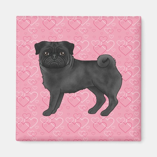 Aimant Black Carlin Chien Cartoon Mops Pink Love Motif de (Devant)