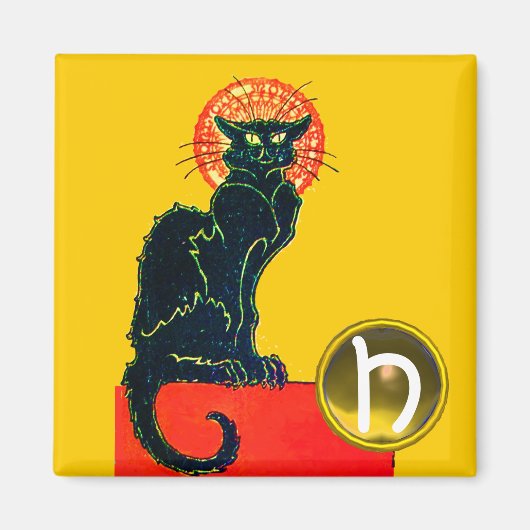 AIMANT BLACK CAT HALLOWEEN PARTY MONOGRAM (Devant)