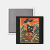 Aimant Black Cat Ramen Alien Ufo Funny Japanese Kawaii An (Recto/Verso)