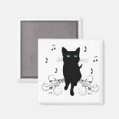 Aimant Black Cat Surrounded by Whispering Notes of Music (Recto/Verso)