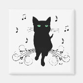 Aimant Black Cat Surrounded by Whispering Notes of Music (Devant)