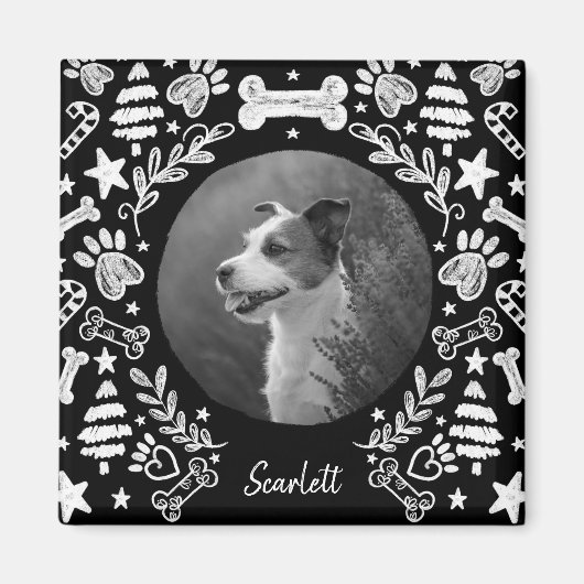 Aimant Black Chalkboard Art Frame Chien Soutenir Memorial (Devant)