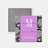 Aimant Black Damask Light Purple Monogramme Enregistrer L (Recto/Verso)