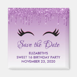Aimant Black Eyelashes & Purple Parties scintillant Enreg