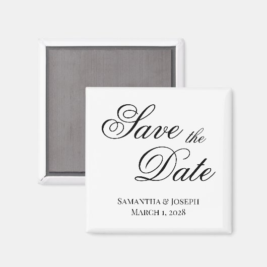 Aimant Black Fancy Calligraphy Enregistrer la date (Recto/Verso)