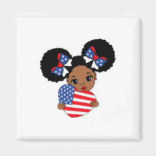 Aimant Black Girl Melanin Afro American Drapeau Coeur 4e