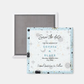 Aimant Black Gold Blue Celestial Wedding Enregistrer la d (Recto/Verso)