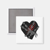 Aimant Black Heart Red Chains Cool Gothic Valentines Day (Recto/Verso)