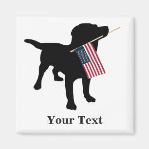 Aimant Black Lab Dog avec USA American Flag, 4 juillet