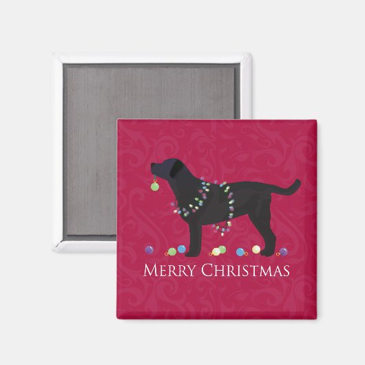 Aimant Black Lab Joyeux Noël Design (Recto/Verso)