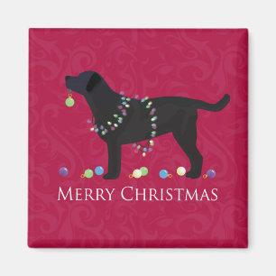 Aimant Black Lab Joyeux Noël Design