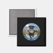 Aimant Black Lab Labrador Chasse Canards Aquarelle Jaune (Recto/Verso)