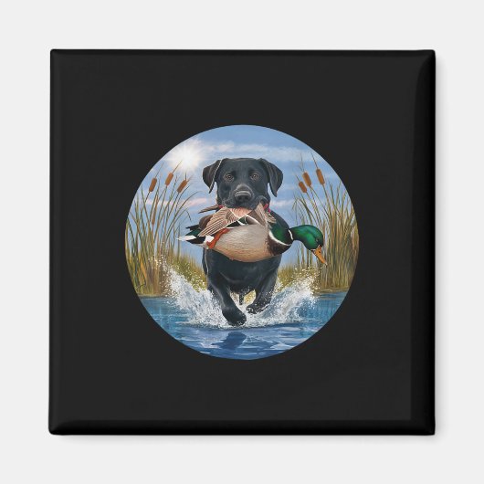 Aimant Black Lab Labrador Chasse Canards Aquarelle Jaune (Devant)