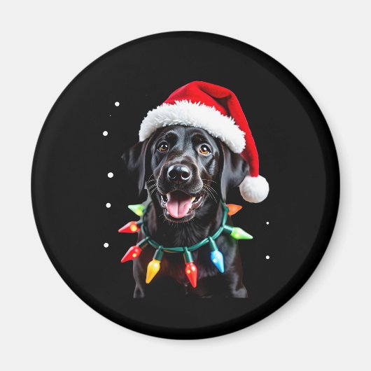 Aimant Black Lab Labrador Christmas Tree Light Pyjama Chi (Devant)