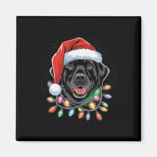 Aimant Black Lab Labrador Christmas Tree Light Pyjama Chi