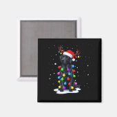 Aimant Black Lab Labrador Dog Funny Christmas Lights Rein (Recto/Verso)
