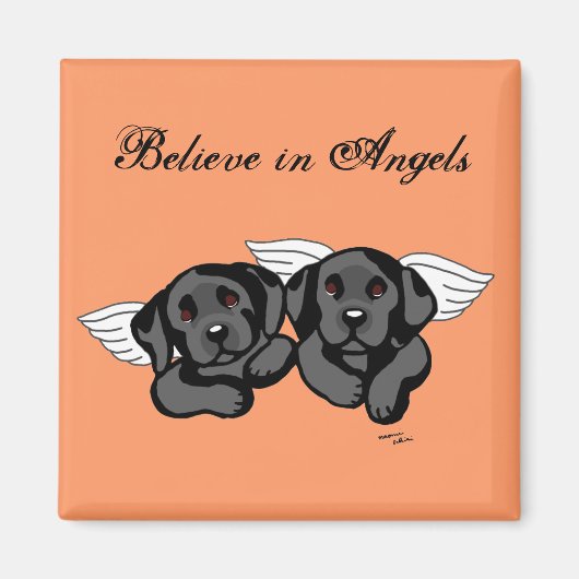 Aimant Black Labrador Angels (Rainbow Bridge) (Devant)