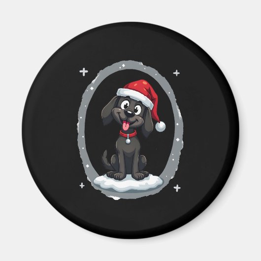 Aimant Black Labrador Christmas Santa Hat Xmas Pajama T-S (Devant)