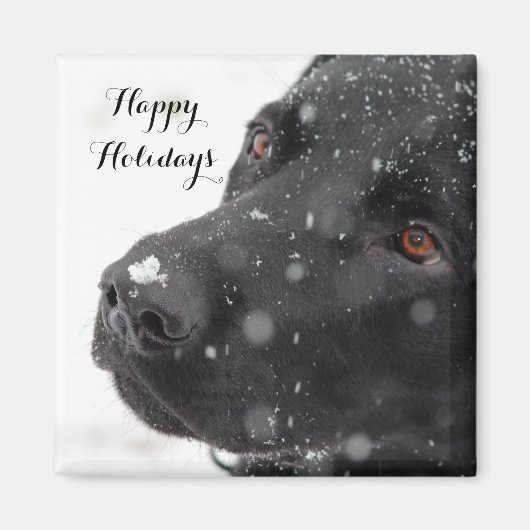 Aimant Black Labrador Joyeuses fêtes (Devant)
