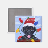 Aimant Black Labrador Puppy Père Noël (Recto/Verso)