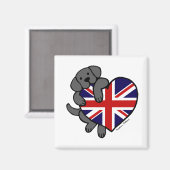 Aimant Black Labrador & UK Drapeau Heart 2 Carton (Recto/Verso)