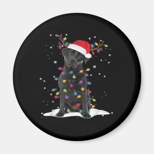 Aimant Black Labrador Xmas Dog Christmas Tree Light Class (Devant)