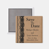 Aimant Black Lace & Burlap Enregistrer la date (Recto/Verso)