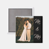 Aimant Black Modern Elegant Mr & Mrs Couple Photo (Recto/Verso)