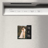 Aimant Black Modern Elegant Mr & Mrs Couple Photo (In Situ (Lave-vaisselle))