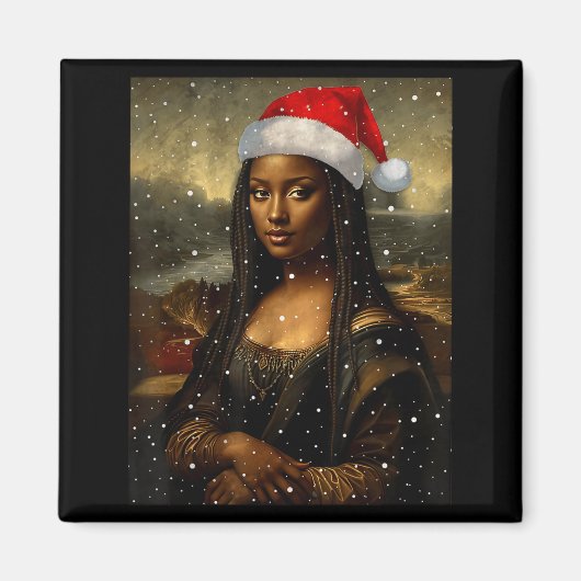 Aimant Black Mona Lisa African American Christmas Santa H (Devant)