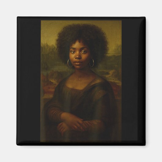 Aimant Black Mona Lisa Afro African American Melanin Blac (Devant)