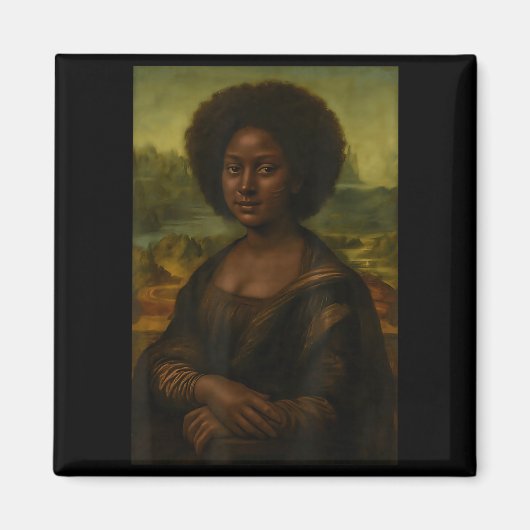 Aimant Black Mona Lisa Afro African Melanin Black History (Devant)