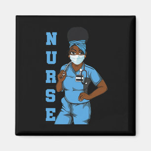 Aimant Black Nurse Uniforme Visage Masque Afro Africain F
