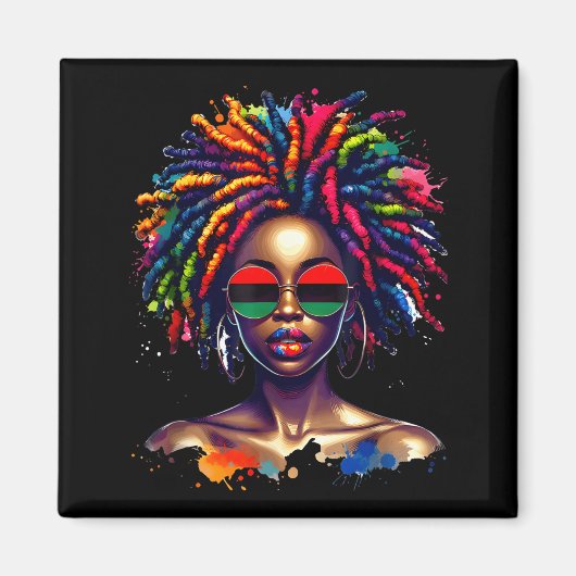 Aimant Black Queen Dripng Afro Melanin Black History Mont (Devant)